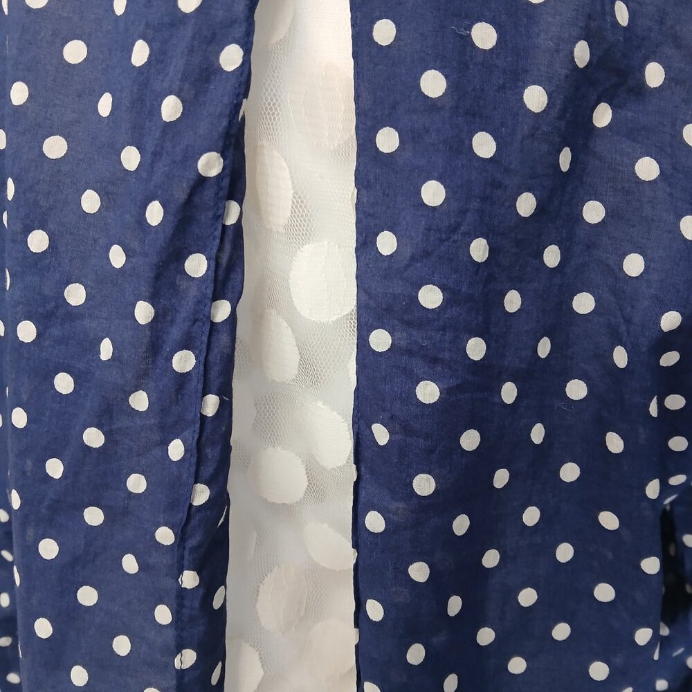 Anthropologie Navy Polka Dot Button-Up Blouse - Picture 6 of 10